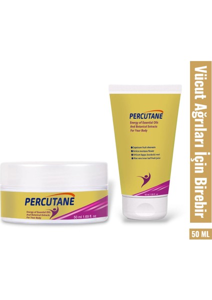 Percutane Hızlı Etkili Rahatlatıcı Ağrı Giderici Masaj Kremi 50 ml ( Kavanoz +Tüp ) 2'li Set