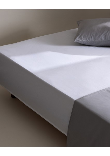Sibyla King Size %100 Pamuk Düz Saten Çarşaf - Beyaz indirimleri