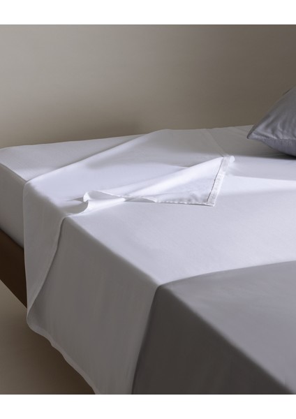 Sibyla King Size %100 Pamuk Düz Saten Çarşaf - Beyaz