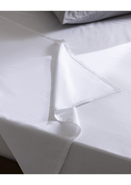 Sibyla King Size %100 Pamuk Düz Saten Çarşaf - Beyaz