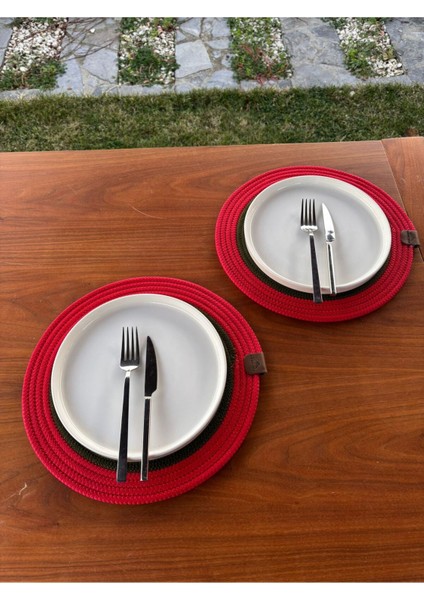 Yılbaşı Temalı Kırmızı Yeşil 2’li Hasır Görünümlü Amerikan Servis Supla – Leke Tutmaz – 33X33 cm fırsatları