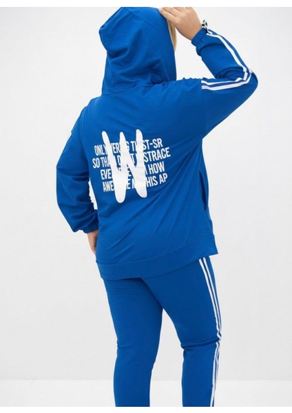 Kadın Büyük Beden Kapüşonlu Baskı Detaylı Eşofman Takımı 8136-25 fırsatları
