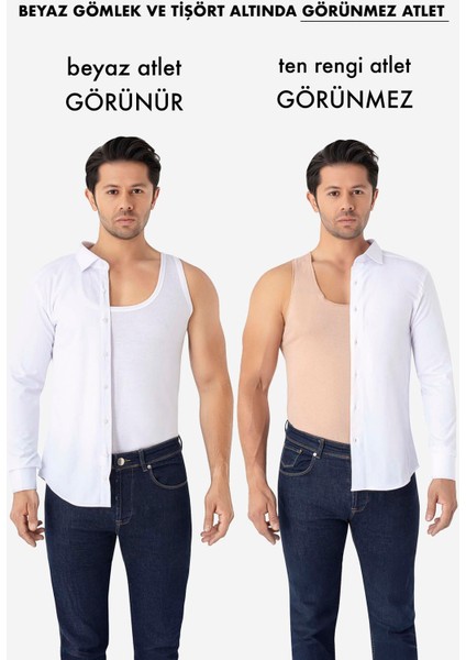 Erkek Görünmez Ten Rengi Atlet %100 Pamuklu