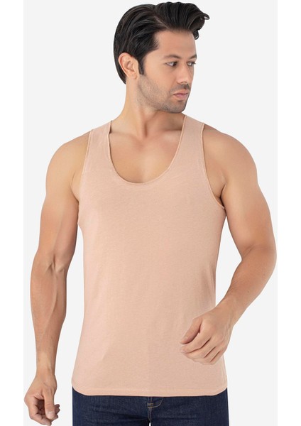Erkek Görünmez Ten Rengi Atlet %100 Pamuklu