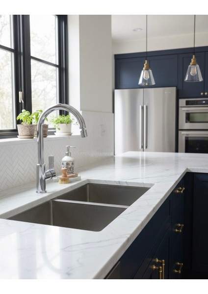 Tua Armatür Perlatörlü Oynar Başlıklı Krom Musluk Mutfak Eviye Bataryası Aç KAPA(360 Derece Dönen)