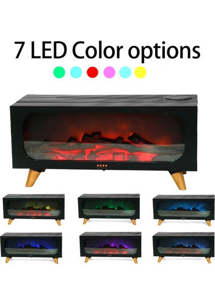 Alev Efektli Şömine Aromaterapi Difüzörü | 4’ü 1 Arada Nemlendirici | 150 ml Serin Buhar | LED Işık modelleri