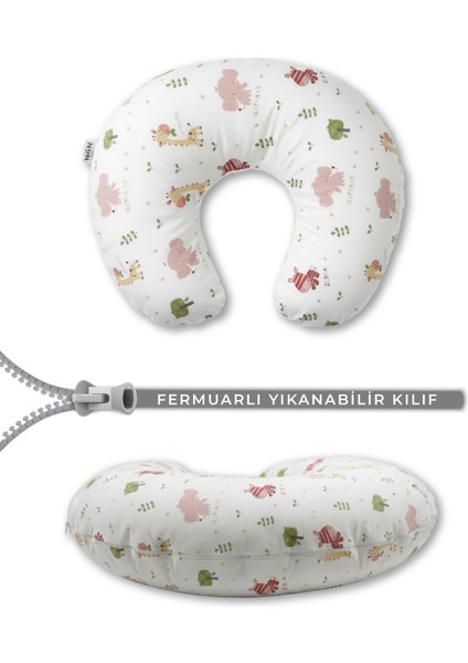 Emzirme Yastığı, Yıkanabilir Fermuarlı Büyük Boy Bebek Destek Minderi, %100 Pamuk Hamile Destek