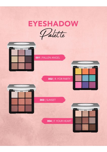 Kremsi Dokulu & Mat Bitişli/ışıltılı 9'lu Kompakt Göz Farı Paleti