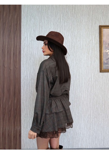 Dantel Detay Ekose Desen Etek Gömlek Takım indirimleri