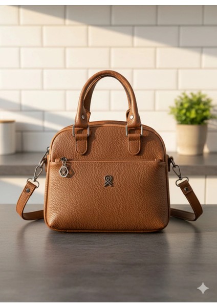 Kadın Deri Uzun Askılı El ve Omuz Çantası 24X20X8