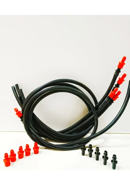 Spagetti Sulama Seti (Boruya Su Aktarım Için 50CM Boru+Nozul+Nipel 10 Adet)