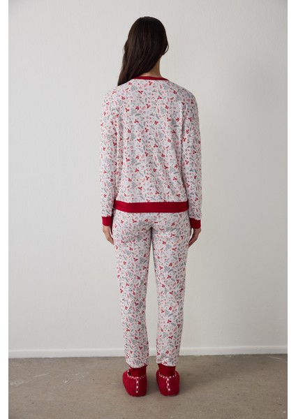 Açık Pembe Merry Season Bisiklet Yaka Uzun Kollu Termal Etkisi Pijama Takımı indirimleri