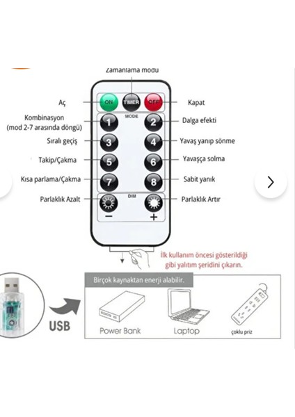 Uzaktan Kumandalı USB Peri LED 12 Metre 100 LED -8 Fonksiyonlu Pembe fiyatları