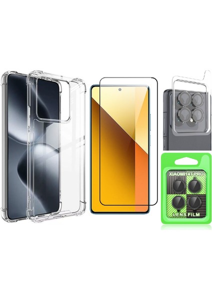 Xiaomi 14T Pro Kılıf Zore Nitro Anti Shock Silikon Kılıf + Kamera Lens + Cam Ekran Koruyucu