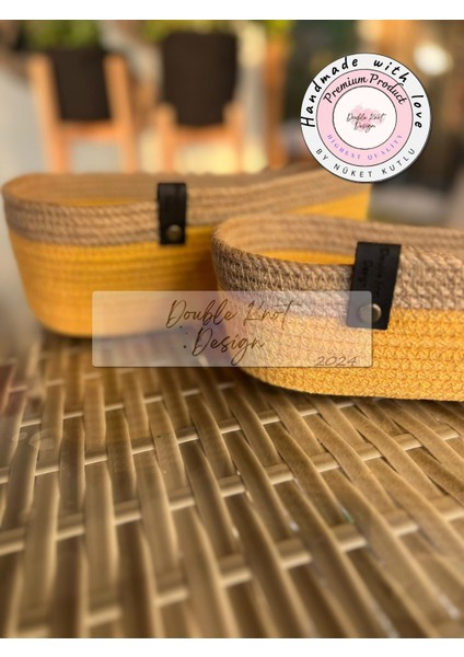 2li Oval Ekmek Sepeti / Organizer / Hasır Jüt Tress Sepet Hediyelik Supla Amerikan Servis Tamamlayıc