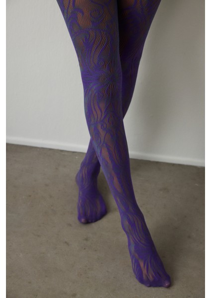 Mor Pembe Çift Renkli Duo File Desenli 15 Denye Ince Külotlu Çorap fiyatları