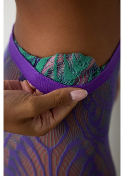 Mor Pembe Çift Renkli Duo File Desenli 15 Denye Ince Külotlu Çorap fırsatları