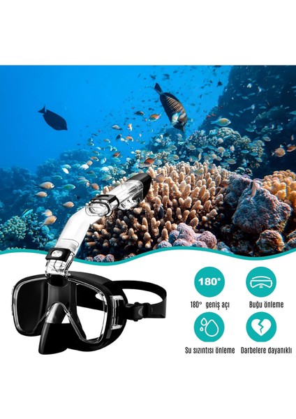 Şnorkel Seti-Yumuşak Silikon,kamera Uyumlu Dalış Maske, Su Sızdırmaz 🤿 fiyatları