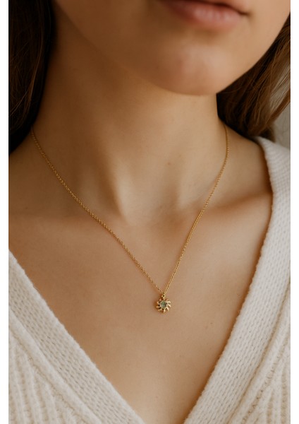 Taşlı Zarif Vintage Mini Güneş Çelik Kolye(Çapı:0,5cm) fiyatları