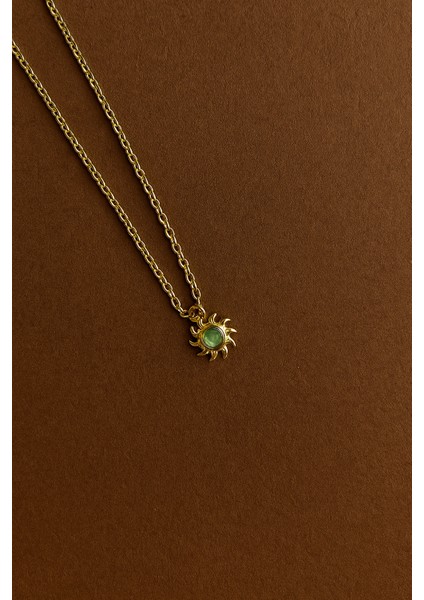 Taşlı Zarif Vintage Mini Güneş Çelik Kolye(Çapı:0,5cm) modelleri