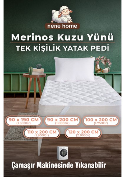 Tek Kişilik Merinos Kuzu Yünü Yatak Pedi, Yatak Koruyucu, Yatak Şiltesi (%100 Merinos Kuzu Yünü)