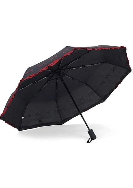 Şık Kurdeleli Fırfırlı 8 Fiber Telli Full Otomatik Şemsiye fiyatları