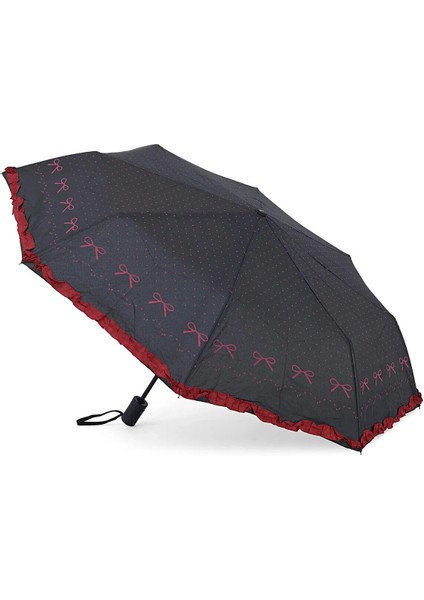 Şık Kurdeleli Fırfırlı 8 Fiber Telli Full Otomatik Şemsiye