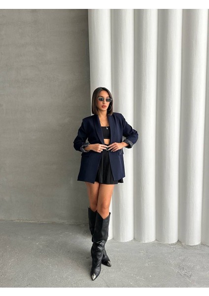 Leopar Astarlı Blazer Ceket