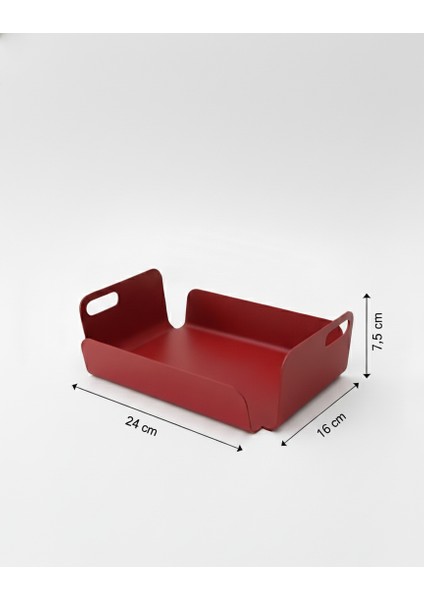 Hygge TD-004 | Dekoratif Metal Organizer – 24×16×7.5 cm | Koyu Kırmızı Modern Sunum Tepsisi ve Organizer | Dayanıklı Metal Dekor Ürünü fiyatları