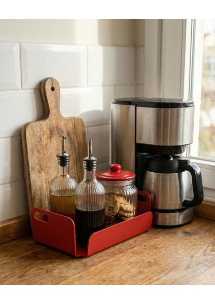 Hygge TD-004 | Dekoratif Metal Organizer – 24×16×7.5 cm | Koyu Kırmızı Modern Sunum Tepsisi ve Organizer | Dayanıklı Metal Dekor Ürünü modelleri