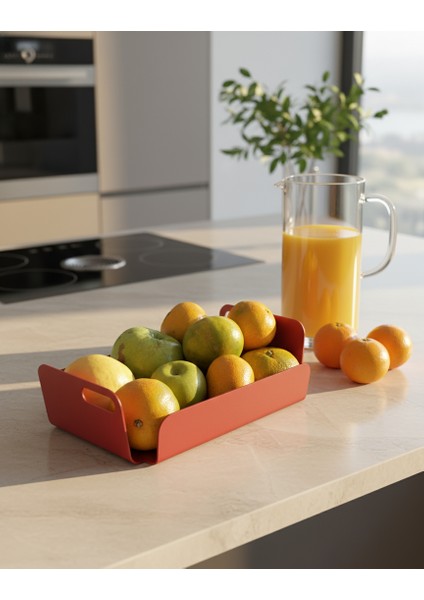 Hygge TD-004 | Dekoratif Metal Organizer – 24×16×7.5 cm | Koyu Kırmızı Modern Sunum Tepsisi ve Organizer | Dayanıklı Metal Dekor Ürünü indirimleri
