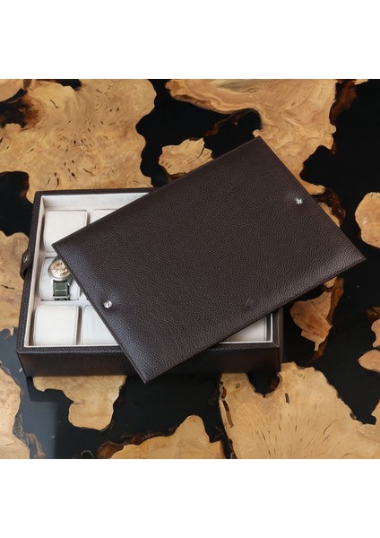 Koyu Kahve Deri Saat Kutusu 15'li Saat Koleksiyon Kutusu fırsatları