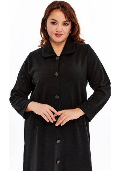 Triko Büyük Beden Tesettür Orta Kalın Çelik Örgü Anne Siyah Uzun Hırka Pardösü fiyatları