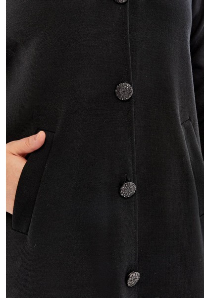 Triko Büyük Beden Tesettür Orta Kalın Çelik Örgü Anne Siyah Uzun Hırka Pardösü fırsatları