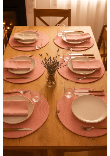 6'lı Jut Supla Amerikan Servis Takımı – %100 Pamuk, El Yapımı, Kaymaz Yuvarlak Tabak Altlığı indirimleri