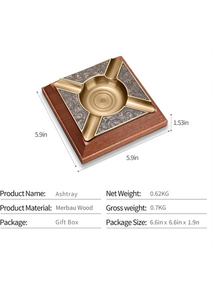 Cigarloong Damascus Ahşap Puro Küllüğü Bronze 4lü modelleri