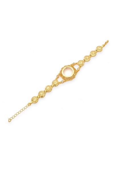 altın kaplama çiçek desenli çeyrek çerçeveli çerçeve bileklik blk-1200