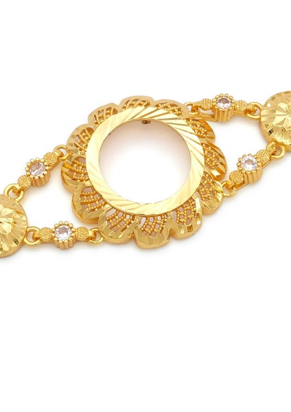 altın kaplama çiçek desenli çeyrek çerçeveli çerçeve bileklik blk-1200 fiyatları