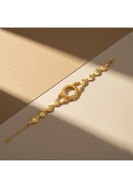 altın kaplama çiçek desenli çeyrek çerçeveli çerçeve bileklik blk-1200 fırsatları