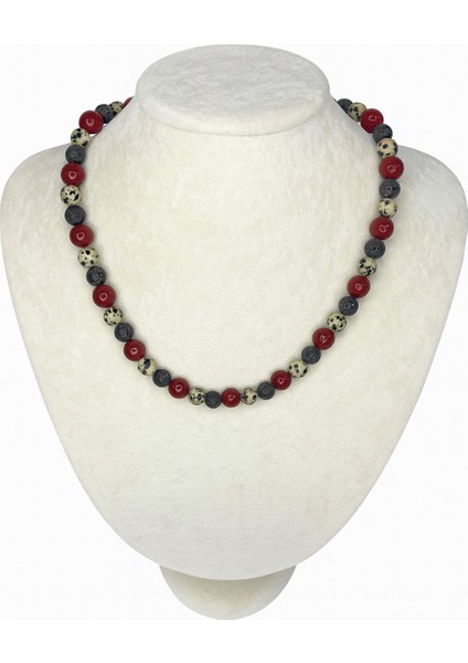 Premium Çok Renkli Doğal Taş Dalmaçyalı Kolye fiyatları