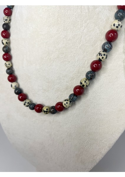 Premium Çok Renkli Doğal Taş Dalmaçyalı Kolye modelleri