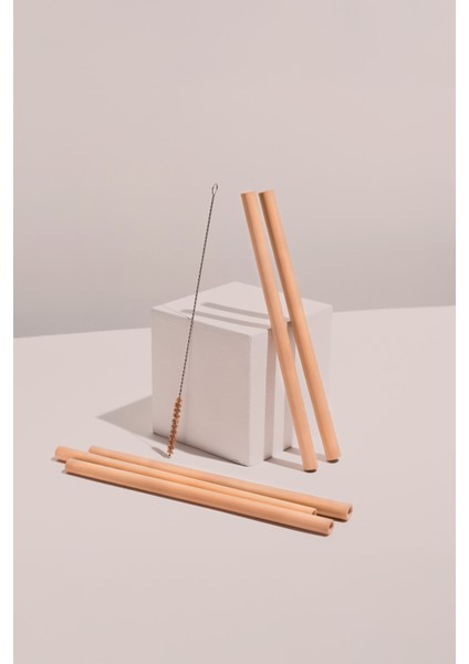Bamboo Straw 6`lı Bambu 5 Pipet + 1 Fırça