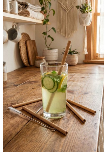 Bamboo Straw 6`lı Bambu 5 Pipet + 1 Fırça fiyatları