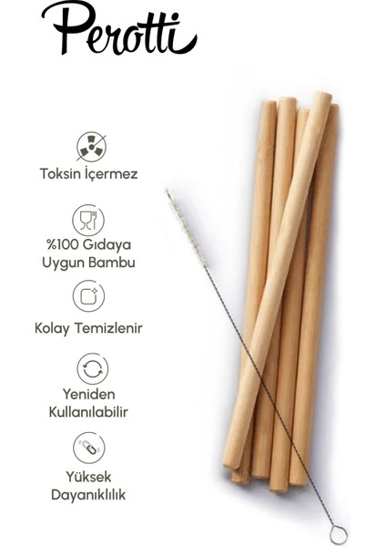 Bamboo Straw 6`lı Bambu 5 Pipet + 1 Fırça fırsatları