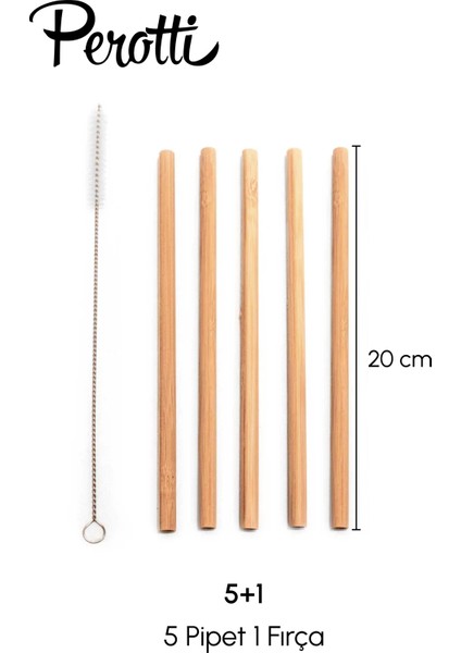 Bamboo Straw 6`lı Bambu 5 Pipet + 1 Fırça indirimleri