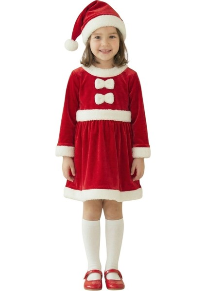 Kadife Kumaş Fiyonklu Noel Anne Kostümü fiyatları