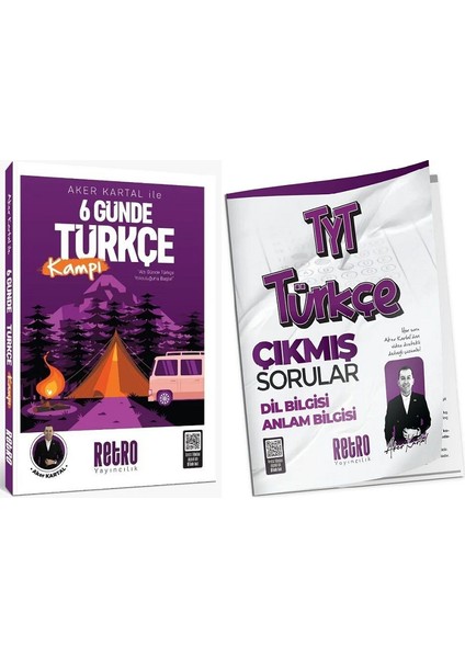 Retro 2026 Yks Tyt Kpss 6 Günde Türkçe Soru Kampı + Çıkmış Sorular 2 Li Set - Aker Kartal Retro Yayıncılık