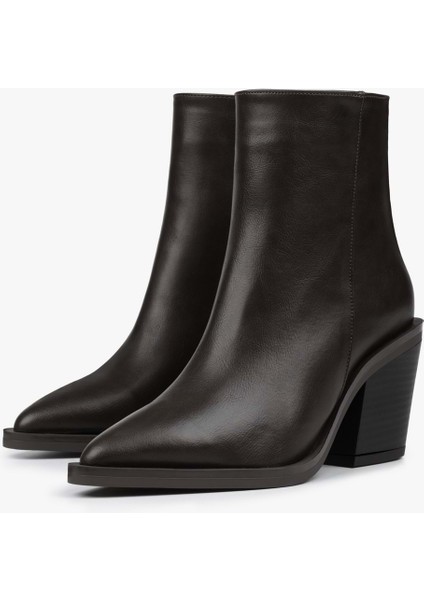 Kadın Mirea Kahve Cilt Kovboy Topuklu Bot