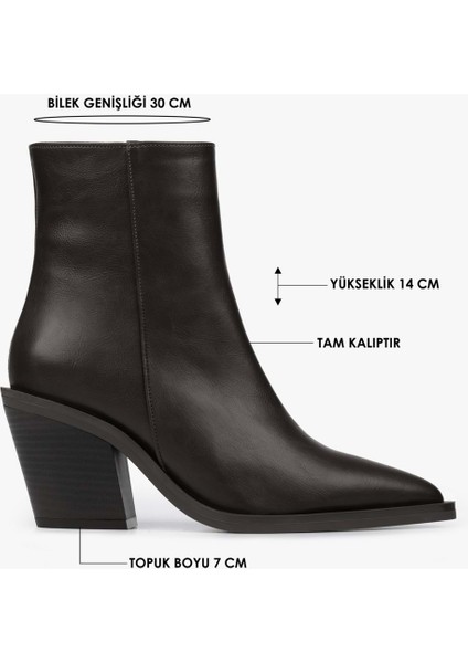 Kadın Mirea Kahve Cilt Kovboy Topuklu Bot fiyatları