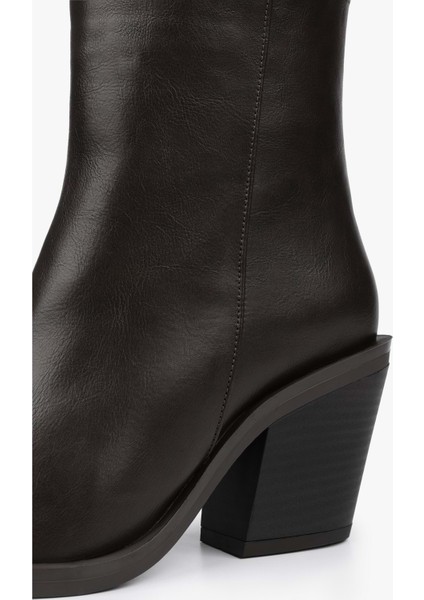 Kadın Mirea Kahve Cilt Kovboy Topuklu Bot indirimleri